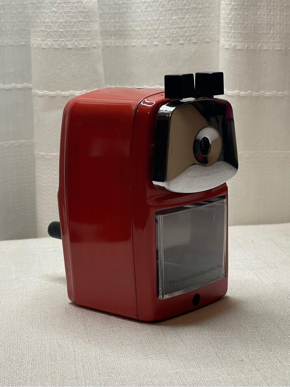 Manual Red Pencil Sharpener with Chrome Accents